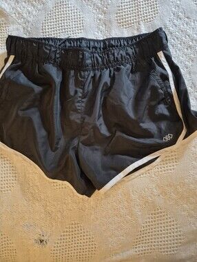 Women's Black Athletic Shorts with White Trim — Lightweight Running Shorts